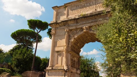 summer day roman forum arch of titus famous view 4k time lapse rome italy