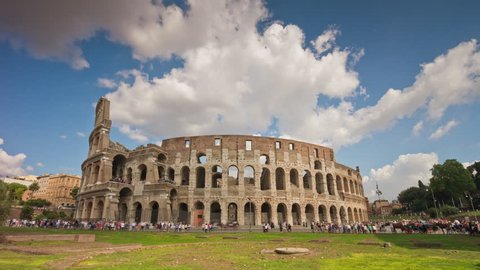 summer day most famous rome city colosseum front panorama 4k time lapse italy