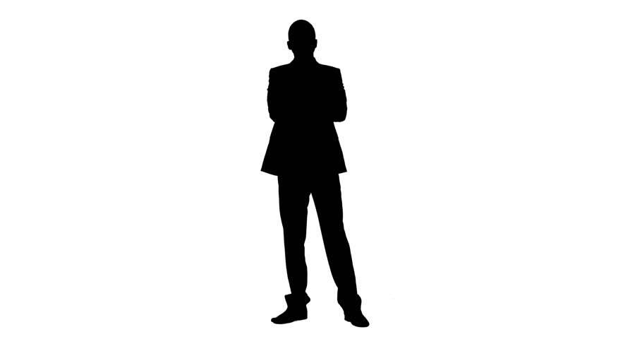 Silhouette of Businessman Standing with Stock Footage Video (100%