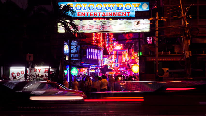 BANGKOK - APRIL 5: Time lapse view of Soi Cowboy, one of the red light district