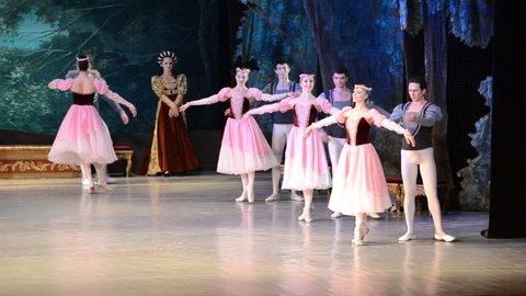 DONETSK, UKRAINE - MARCH 25: Performance of Swan Lake on March 25, 2012 at the Donetsk national academic opera and ballet theatre of A.B.Solovjanenko in Donetsk, Ukraine.