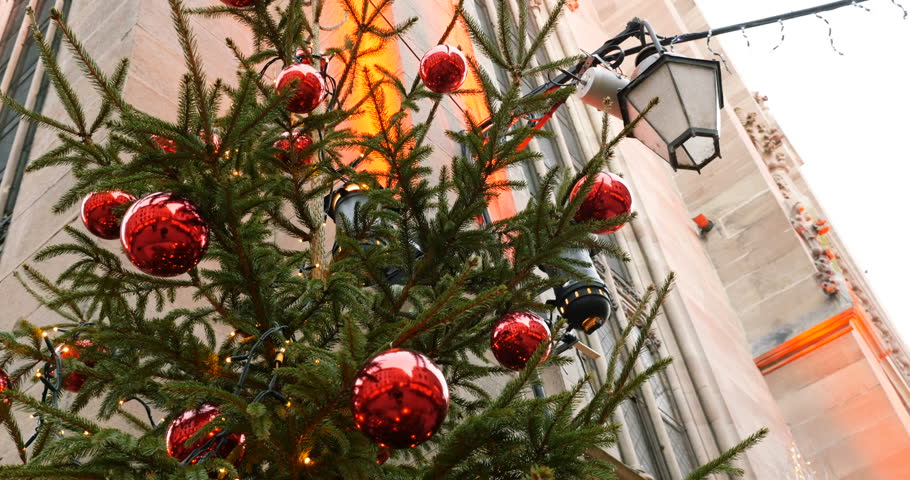 Best Christmas market green tree with globe decorations made from handmade glass