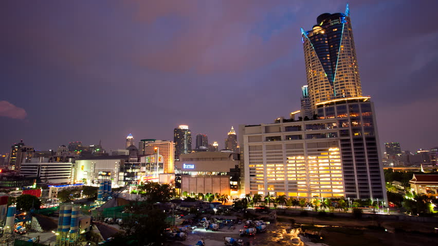 BANGKOK - APRIL 8: Time lapse night view of Central World in Bangkok city center
