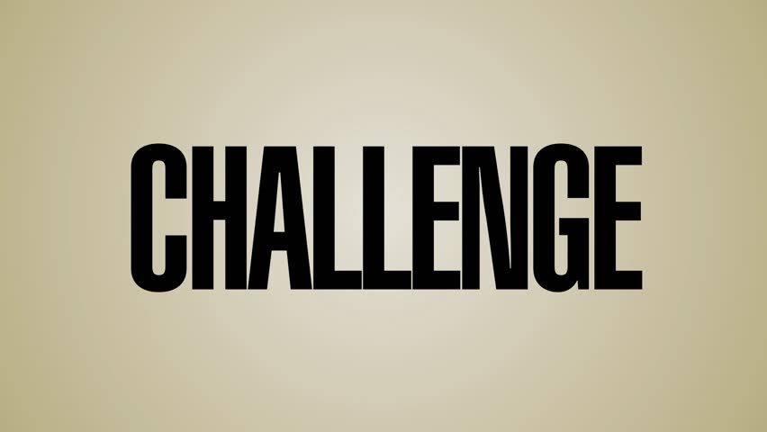 A looping, vertical carousel of words relating to challenge. This file contains