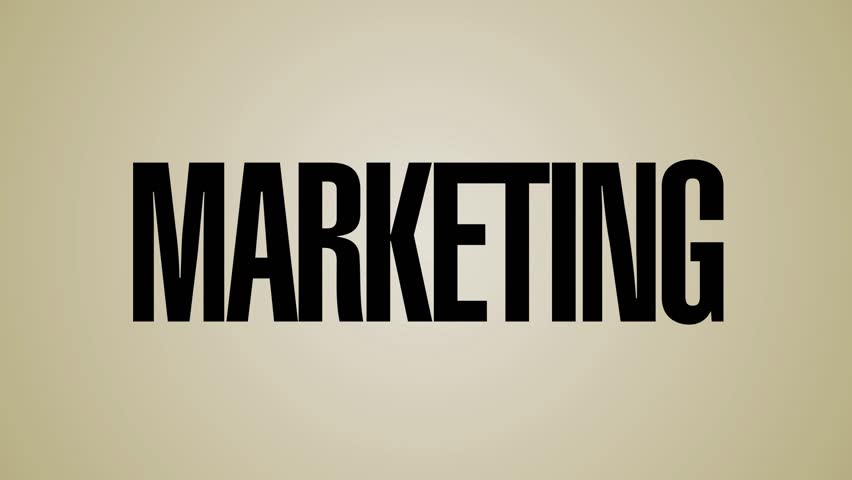 A looping, vertical carousel of words relating to marketing. This file contains