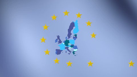 European Union map, twelve stars circle EU countries on blue background, unity. European Union map before Brexit
