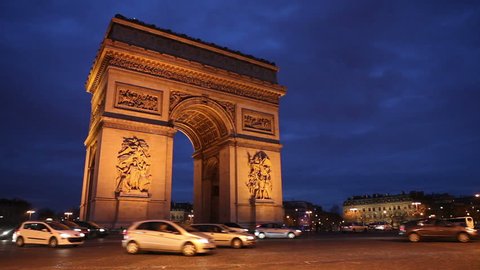 Arc de Triomphe at blue hour, Paris