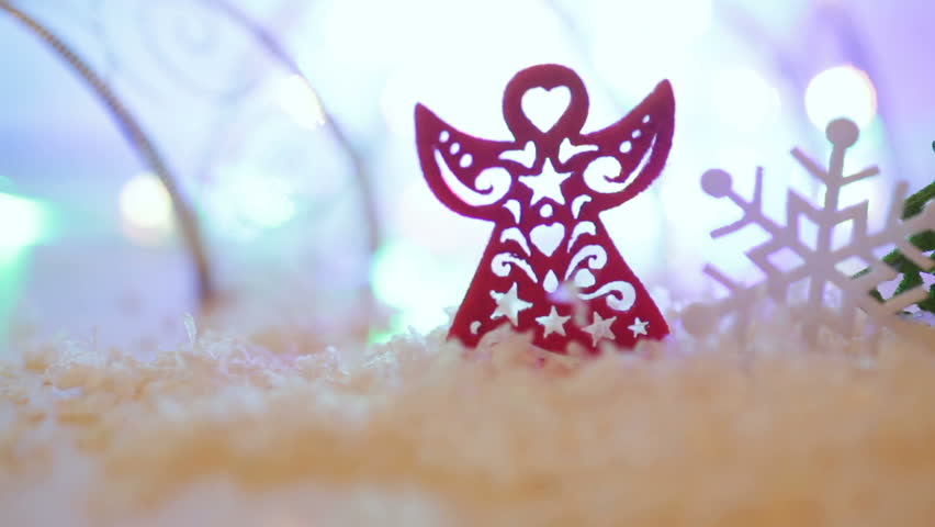 Wooden Toy Christmas trees and Snow Angels and snowflakes