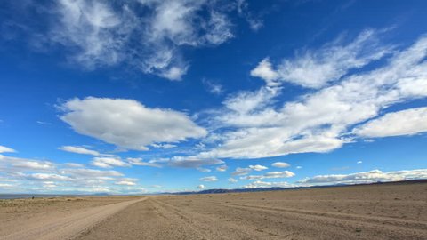 Movement of the clouds over the lake Khar-Us Nuur, Mongolia. Full HD.
