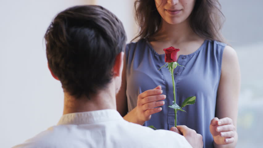 A Man Gives a Red Rose to a Woman.  | Shutterstock HD Video #21481813