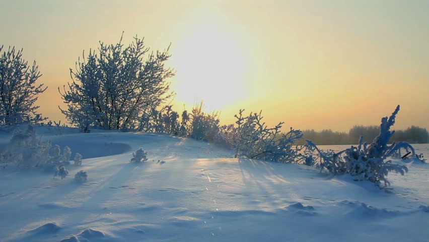 sun rising - winter morning landscape