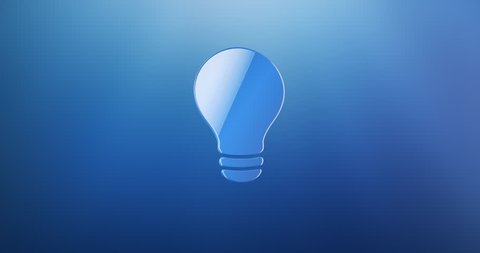 Animated Bulb Blue 3d Icon Loop Modules for edit with alpha matte