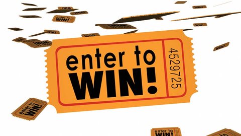 Enter to Win Contest Raffle Lottery Ticket Words Lucky 3d Animation