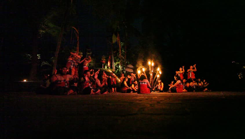 BALI, INDONESIA - APRIL 4: Presentation of traditional balinese Women Kecak Fire