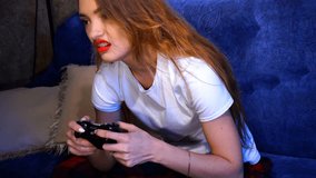 woman plays video game
