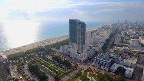 Aerial panoramic video Miami Beach FL