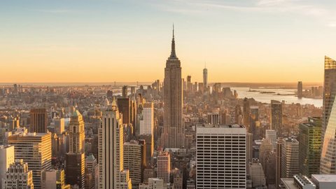 Manhattan skyline day to night time lapse Video de stock