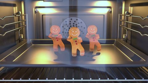Gingerbread man Dancers - . 3D animation of funny, hot and sweet cookie boy dancing for holiday and kid event, show, VJ, party, music, website, banner, dvd 