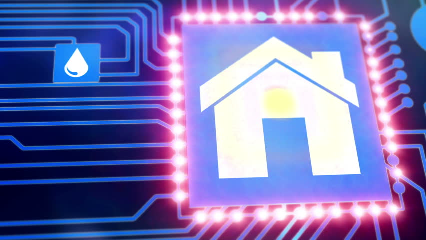 Smart home icon on motherboard, smarthome house automation technology remote control concept. Royalty-Free Stock Footage #21565507