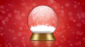 snowglobe animation on a red background