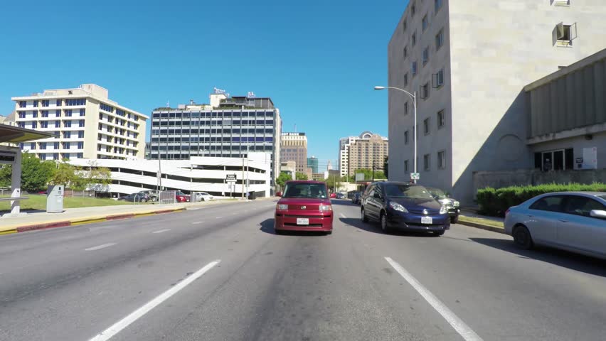 Downtown Rear POV Driving Footage, Rear View Car Driving in Downtown Austin, TX