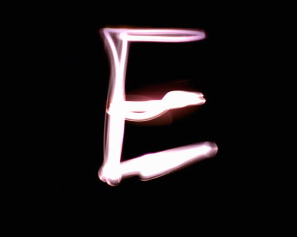 Sparkling long exposure letter E