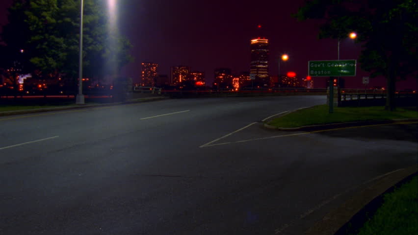 Speeding vehicle blur near Boston