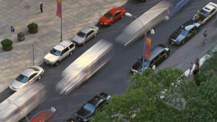 Overhead view of city street