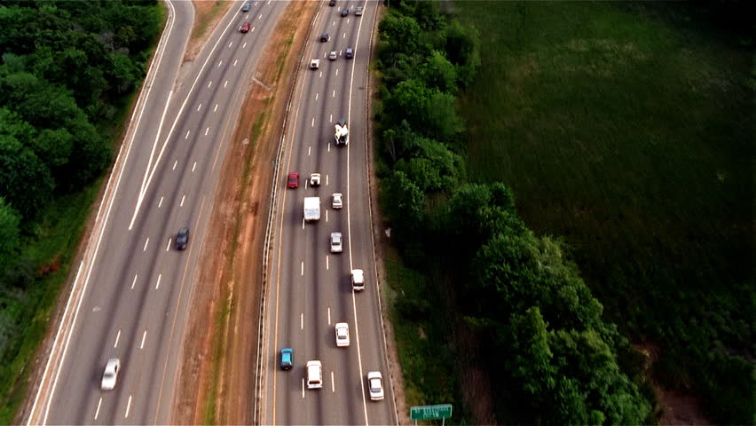Aerial view of highway and traffic