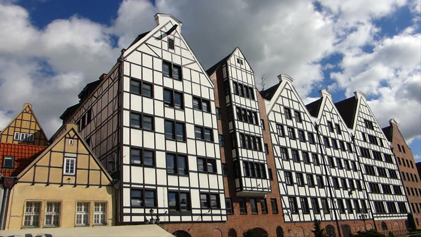 Gdansk Old Town Granary Buildings and Motlawa River