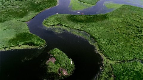 Aerial view of rivers and marshes 庫存影片