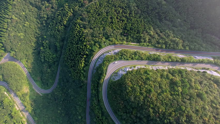 aerial view winding road forest Stock Footage Video (100% Royalty-free ...