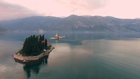 Drone video - The Bay of Kotor after sunset, Perast