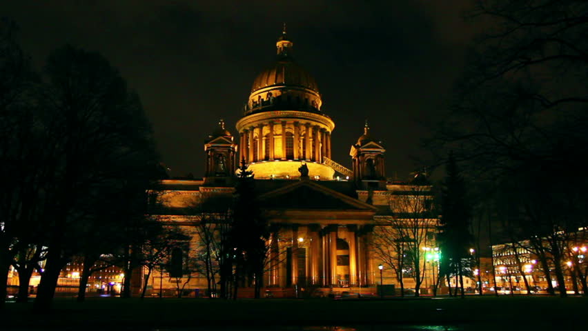 isaakiy cathedral dome at night, Saint-petersburg, Russia