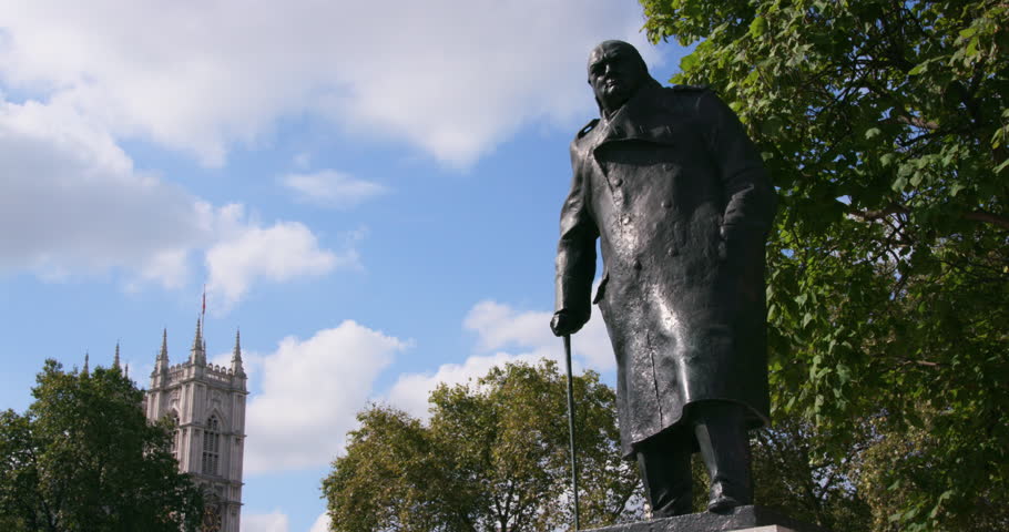 Winston Churchill Statue & Westminster Abbey; London England