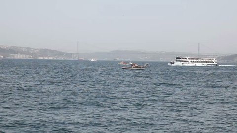 time lapse sea traffic on the bosporus