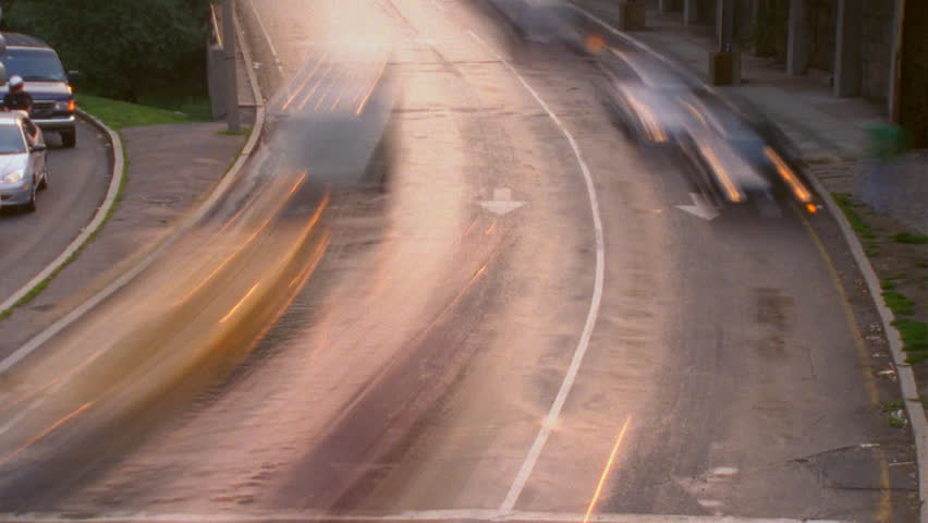 BOSTON - CIRCA 2003: Cars take off on Storrow Drive ramp in Boston circa 2003