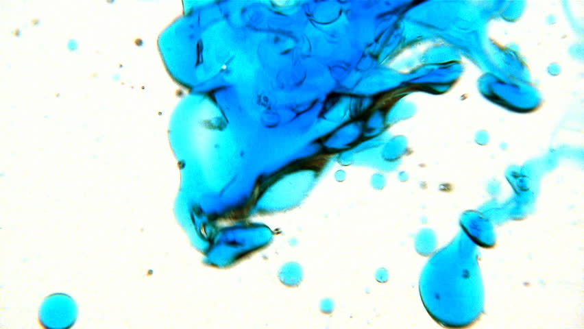 Blue liquid and bubbles