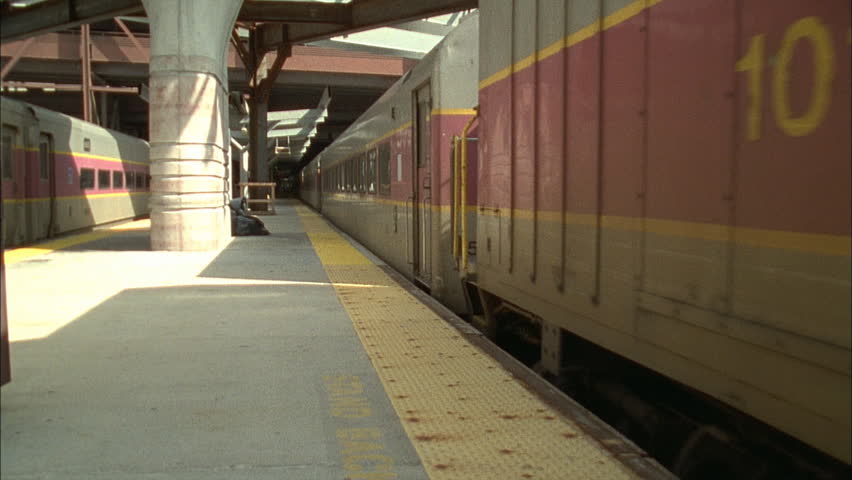 Massachusetts Bay Transportation Authority train leaving platform