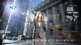 Touchscreen graphic technology being used by young female caucasian businesswoman - Powered by Shutterstock - Get 15% off with code: PIKWIZARD15