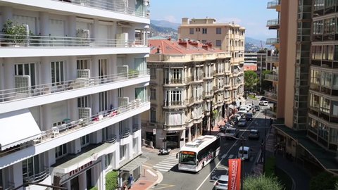 MONTE CARLO, MONACO - AUGUST 3, 2016: Traffic on the Boulevard Prenses Charlotte on a summer sunny day