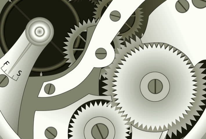 Machine gears rotating. Loopable. Animated illustration