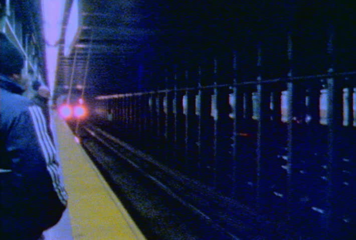 Train pulling into subway platform