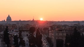 Sunset over Vatican timelapse Rome, Italy.