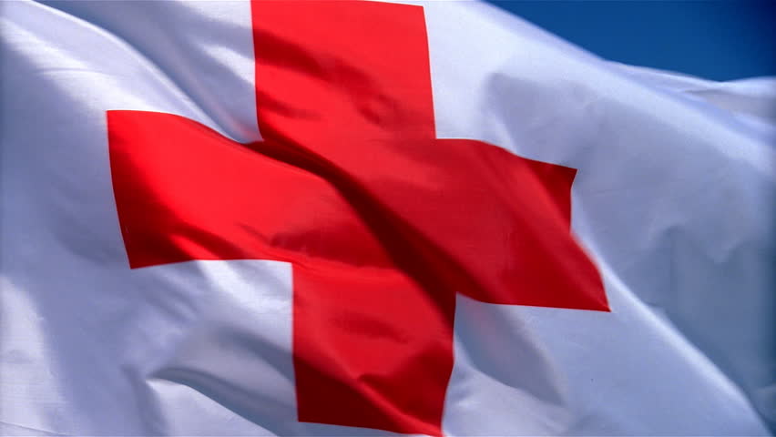Closeup of the Red Cross flag