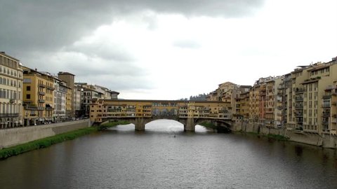 FLORENCE - MARCH 7: Time lapse of the old bridge of Florence, Italy on March 7, 2012.