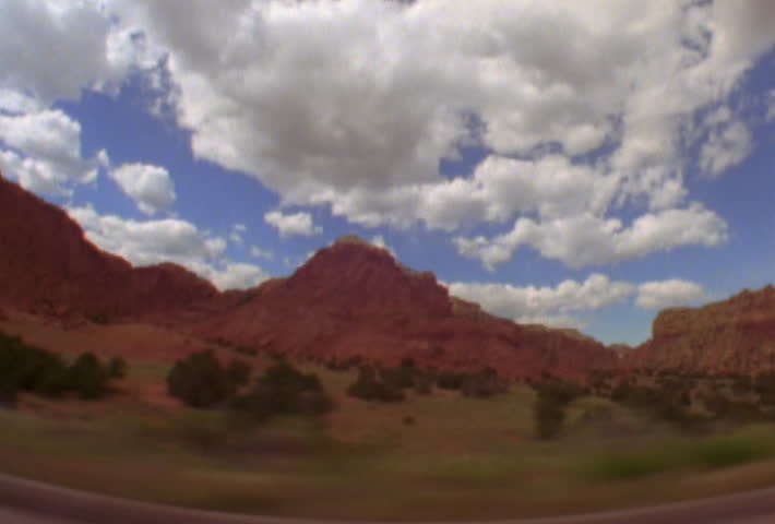 Driving past canyon