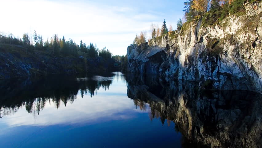 Aerial flight over marble rock