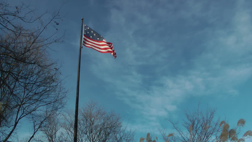 15 Star American Flag Star Spangled Banner Flown Stock Footage Video