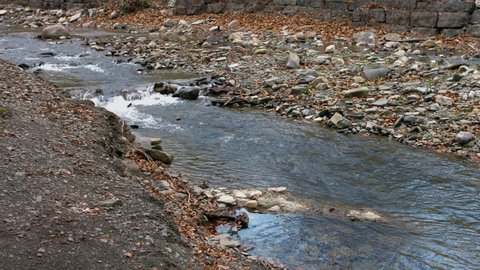 stream creek running through rocky shore